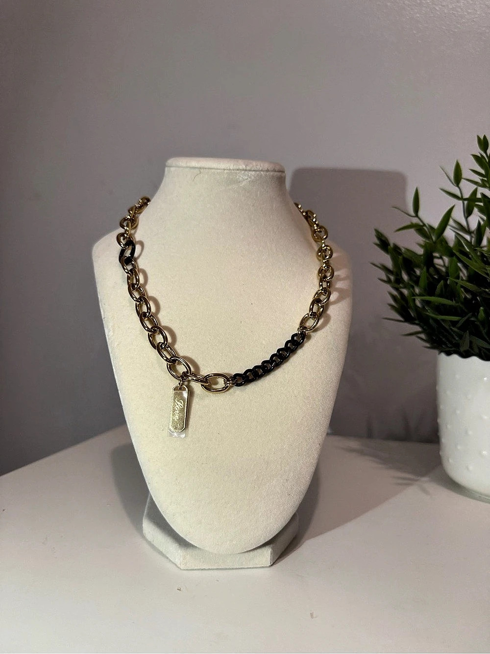 Two-Tone Chain Pendant Necklace